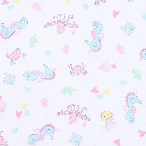 Ocean Bliss Pink Print Ruffle Footie - Magnolia BabyFootie