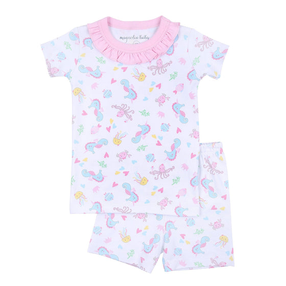 Ocean Bliss Pink Ruffle Toddler Short Pajamas - Magnolia BabyShort Pajamas