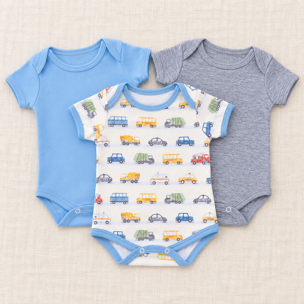 Baby Boy Bodysuit Set - On the Go + Basics - Set of 3