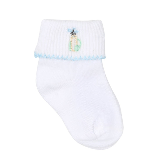 On the Green Blue Embroidered Socks - Magnolia BabySocks