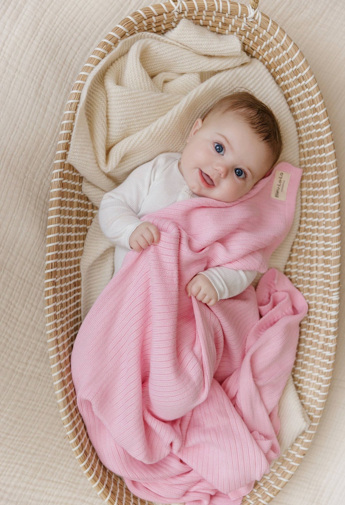 Bleu La La_Organic Cotton Ribbed Baby Blanket - Blush Pink_6