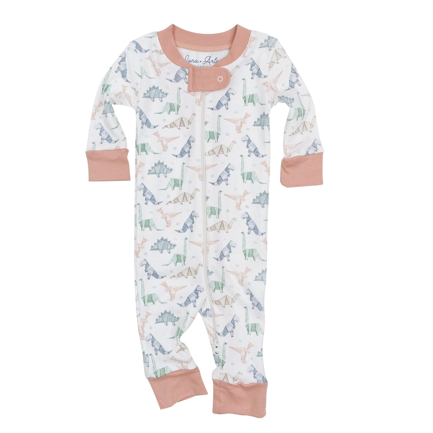 Origami Dinos Zip Pajamas - Pink - Magnolia BabyZipper Pajamas