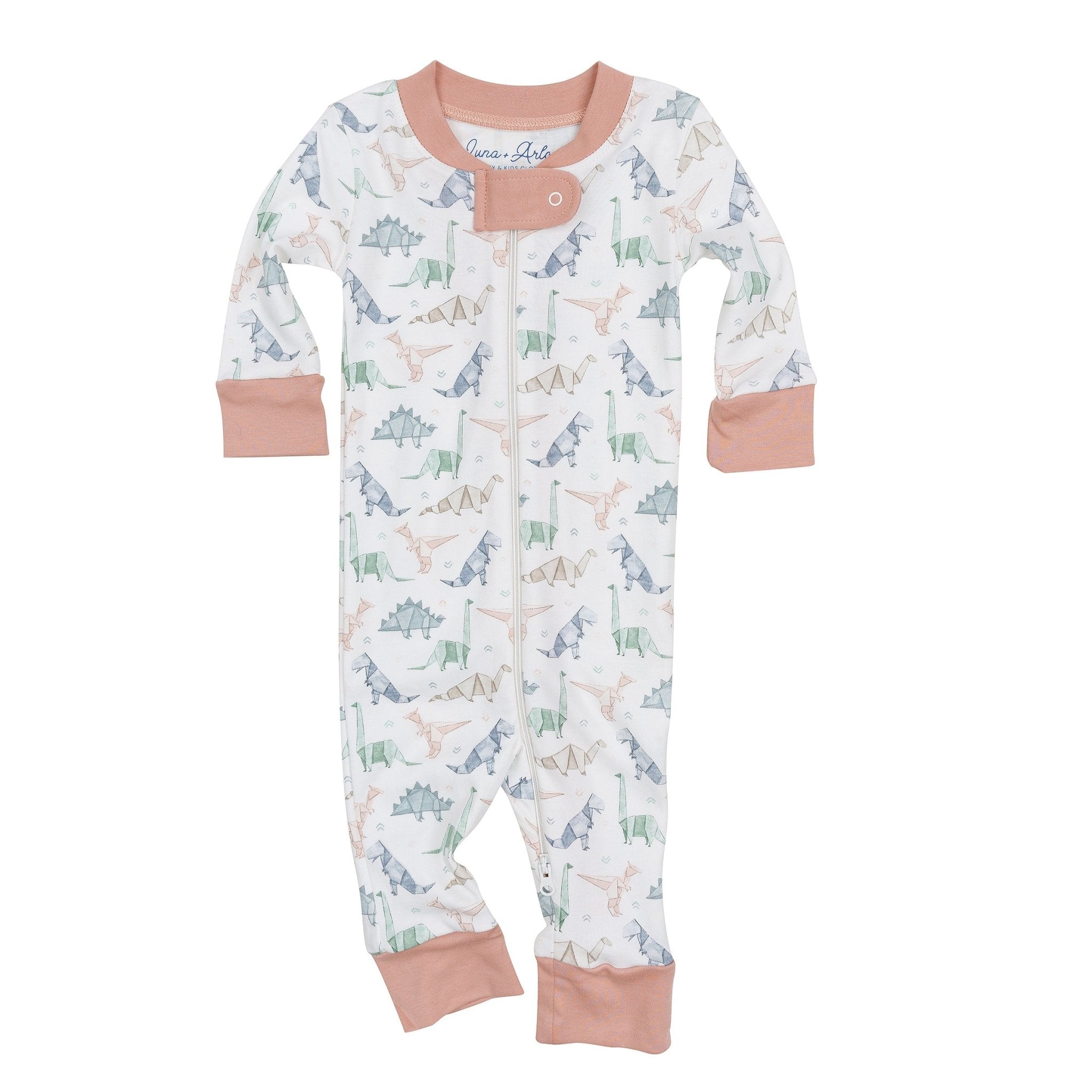 Origami Dinos Zip Pajamas - Pink - Magnolia BabyZipper Pajamas
