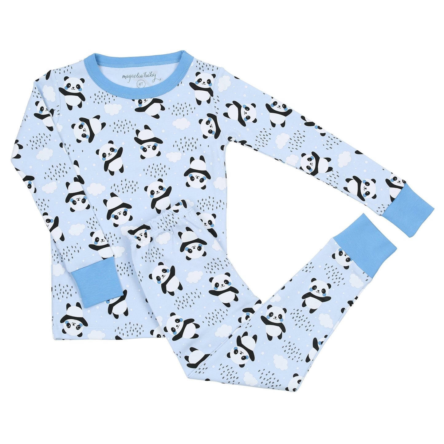 Panda Love Blue Long Pajamas - Magnolia BabyLong Pajamas