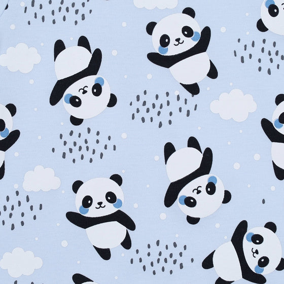 Panda Love Blue Print Short Sleeve Boy Bubble - Magnolia BabyBubble