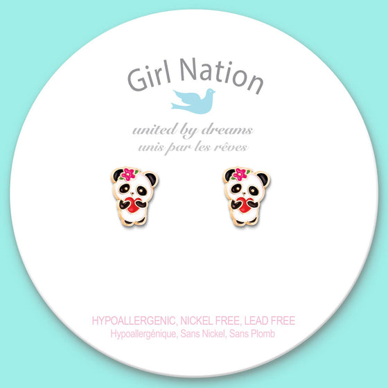 Panda Love Pierced Earrings - Magnolia BabyEarrings