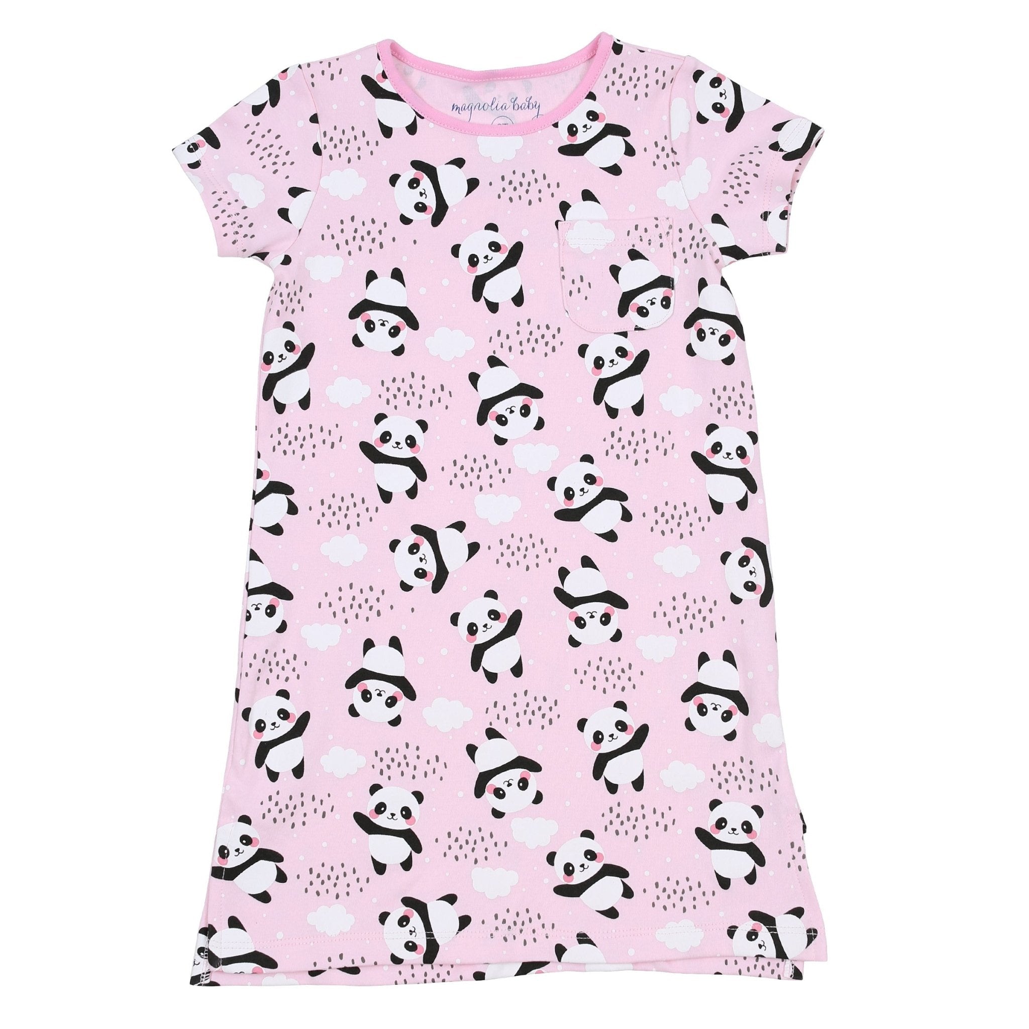 Panda Love Pink Girl's Short Sleeve Nightdress - Magnolia BabyNightdress