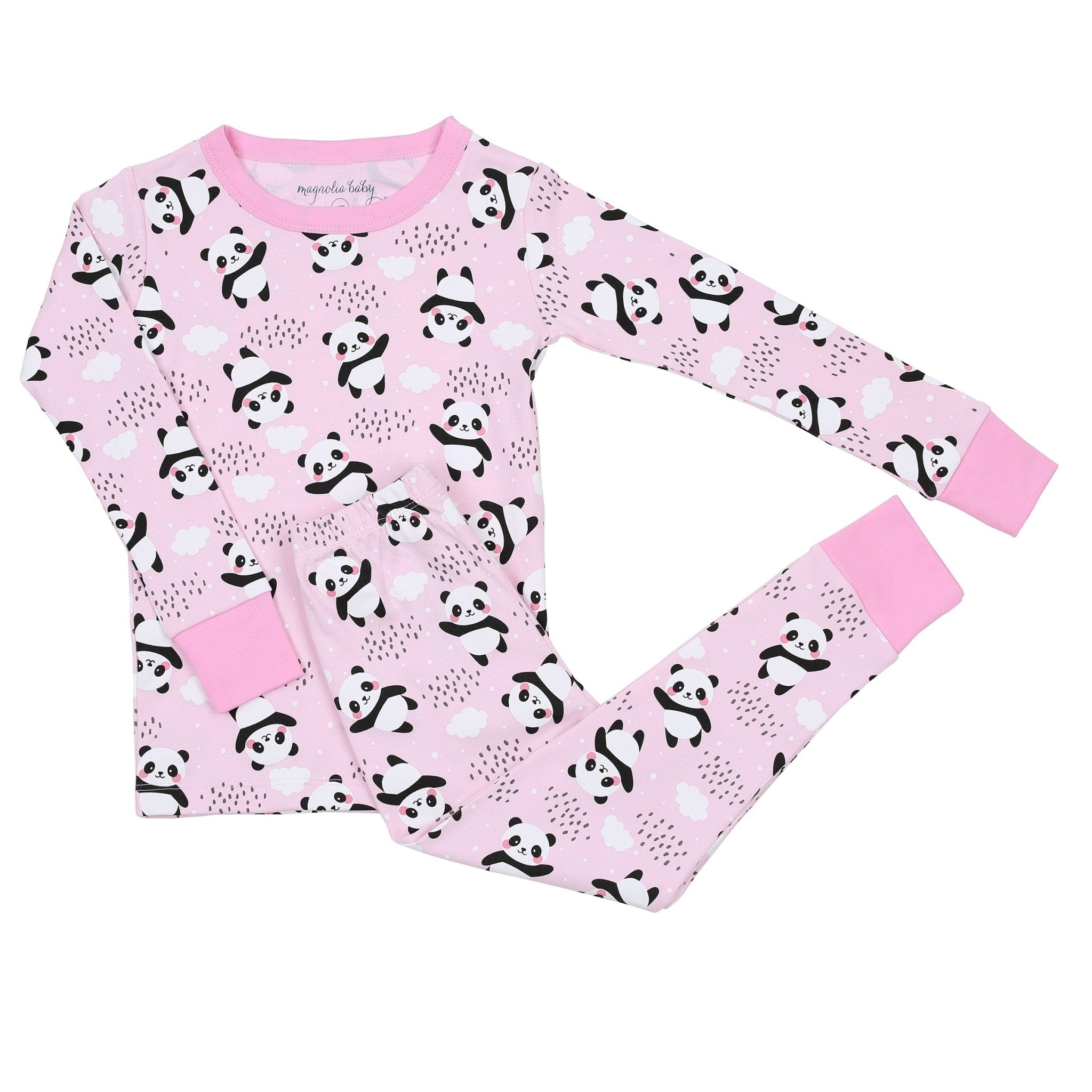 Panda Love Pink Long Pajamas - Magnolia BabyLong Pajamas