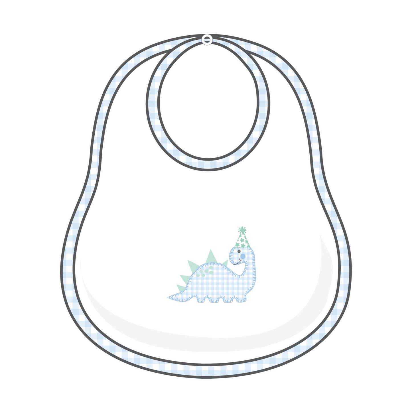 Partysaurus! Applique Bib - Light Blue - Magnolia BabyBib