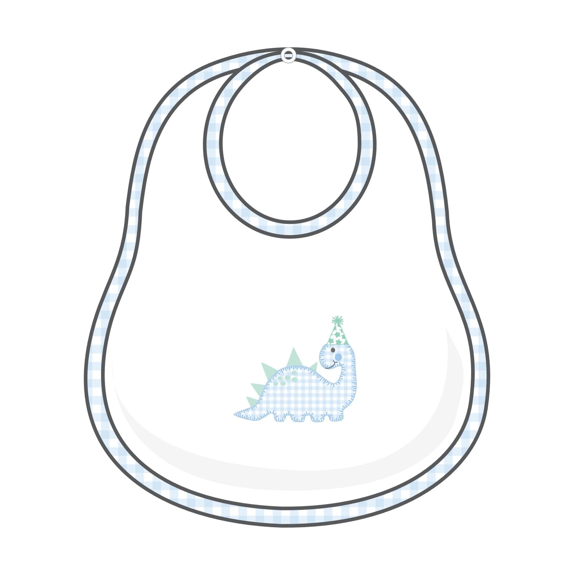 Partysaurus! Applique Bib - Light Blue - Magnolia BabyBib