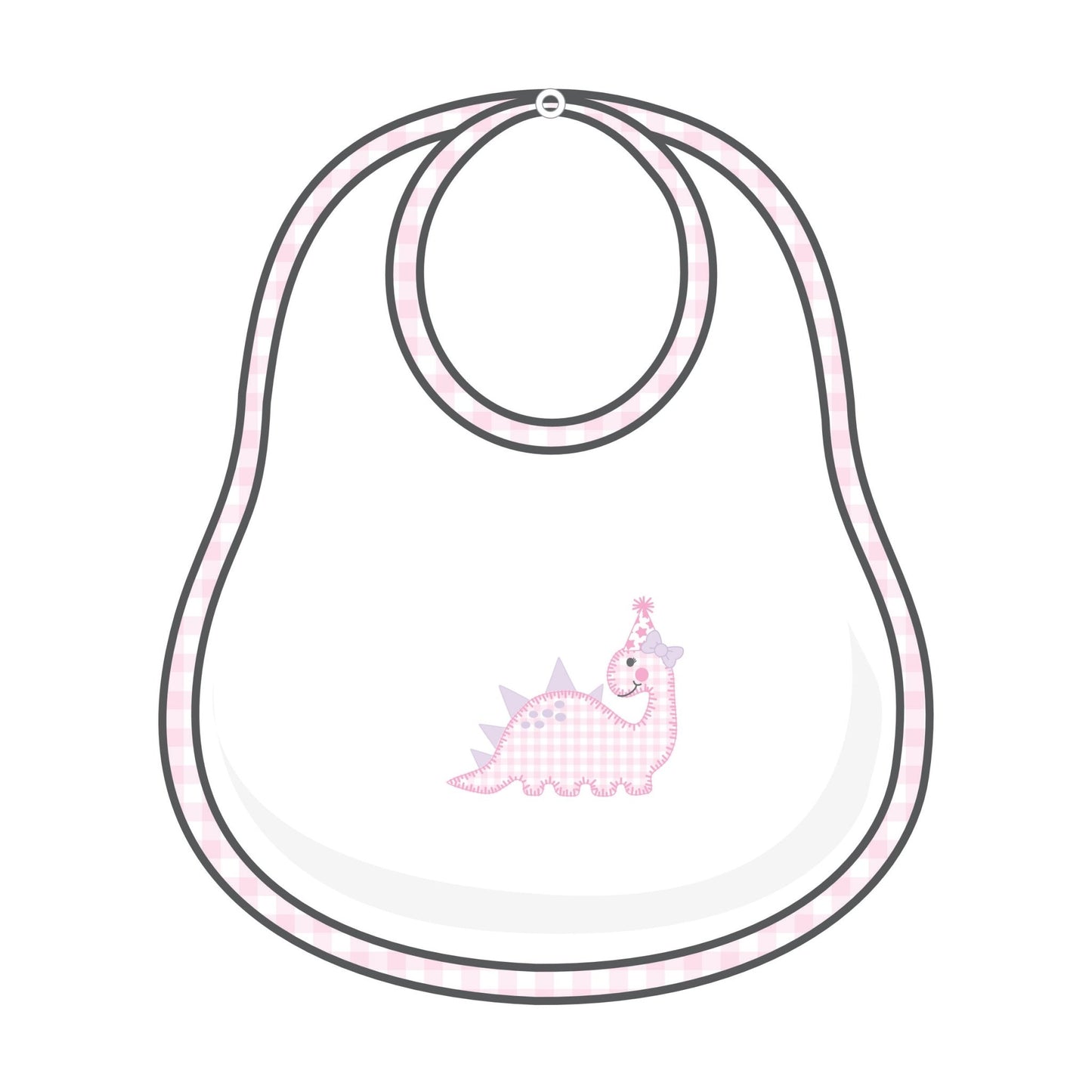 Partysaurus! Applique Bib - Pink - Magnolia BabyBib