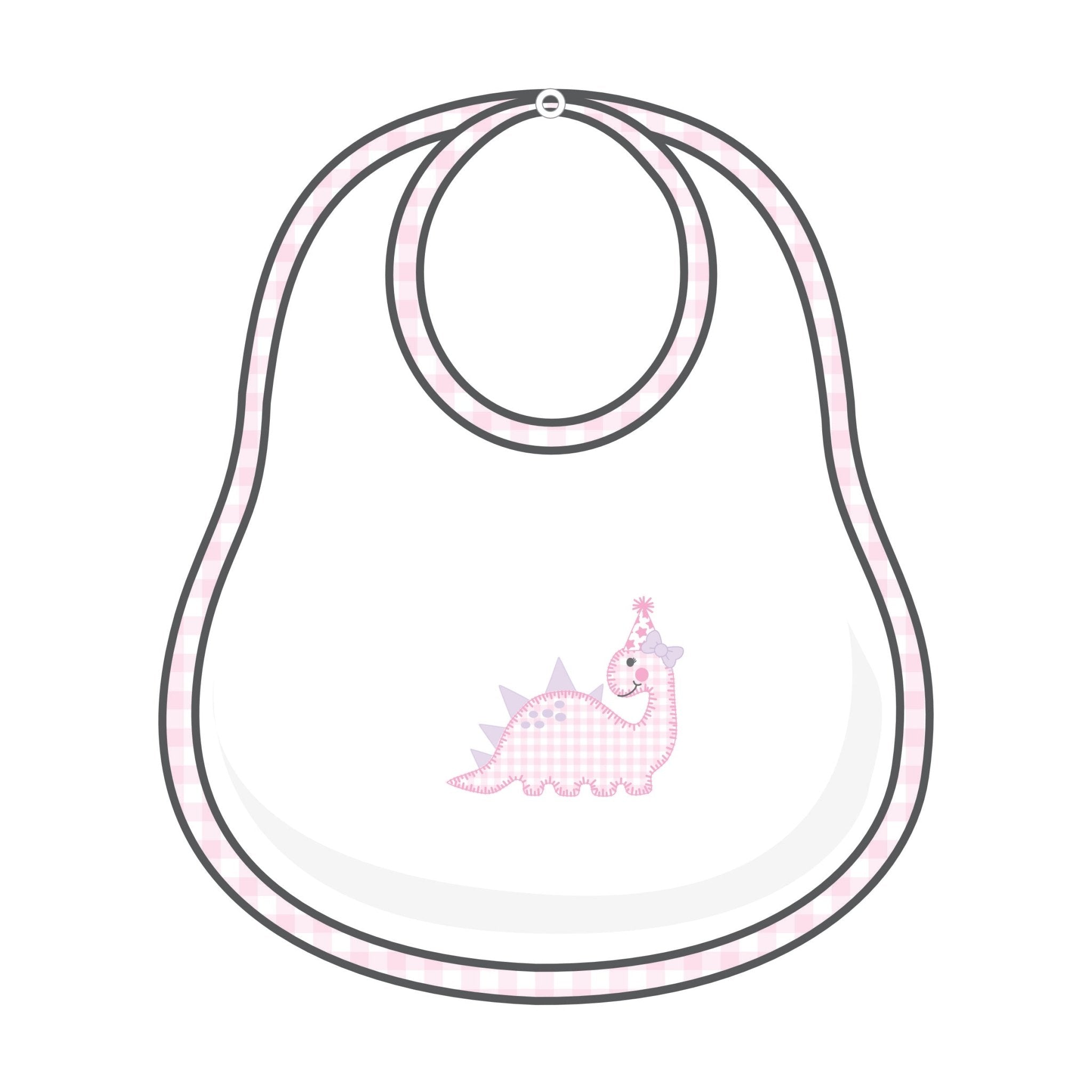 Partysaurus! Applique Bib - Pink - Magnolia BabyBib
