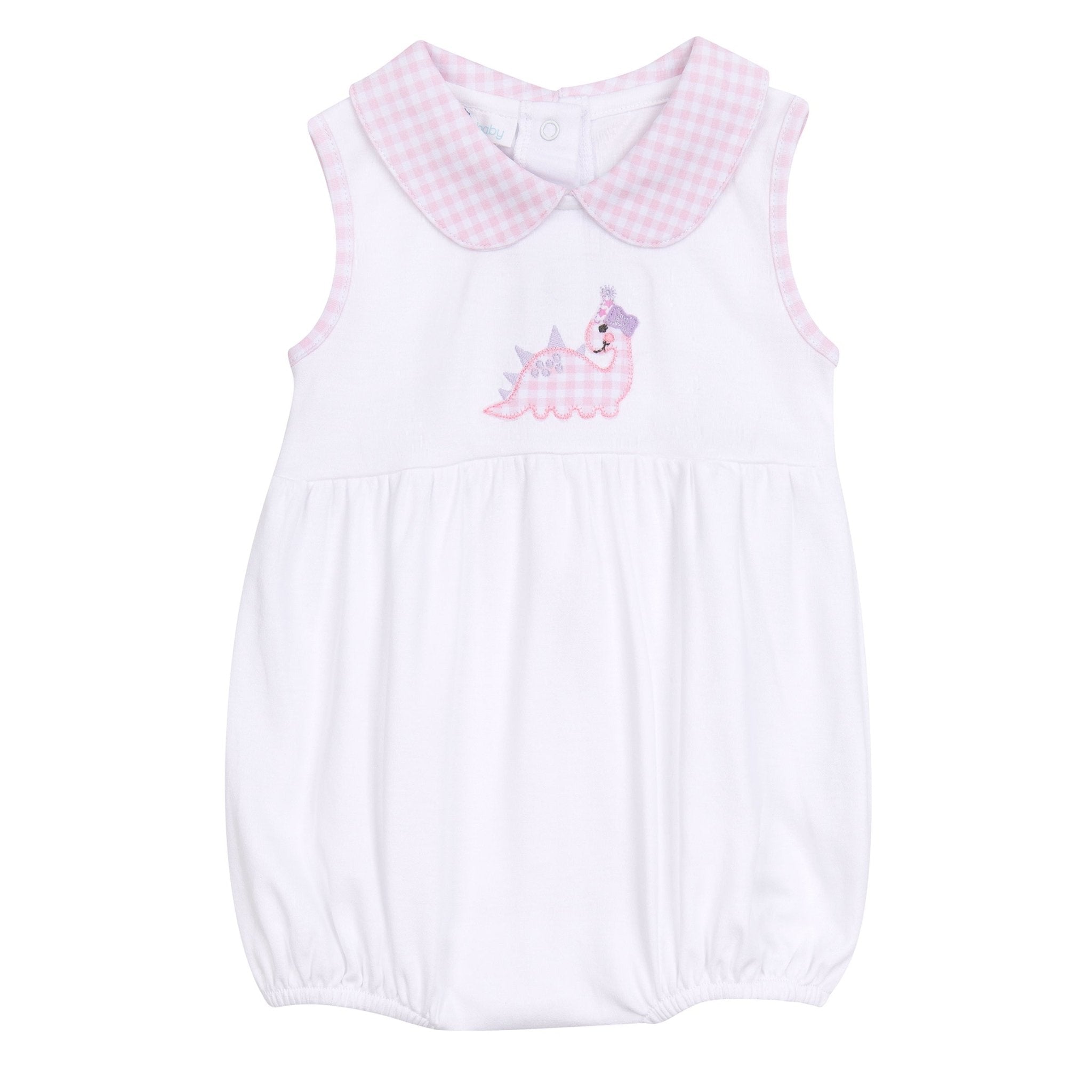 Partysaurus! Applique Collared Bubble - Pink - Magnolia BabyBubble