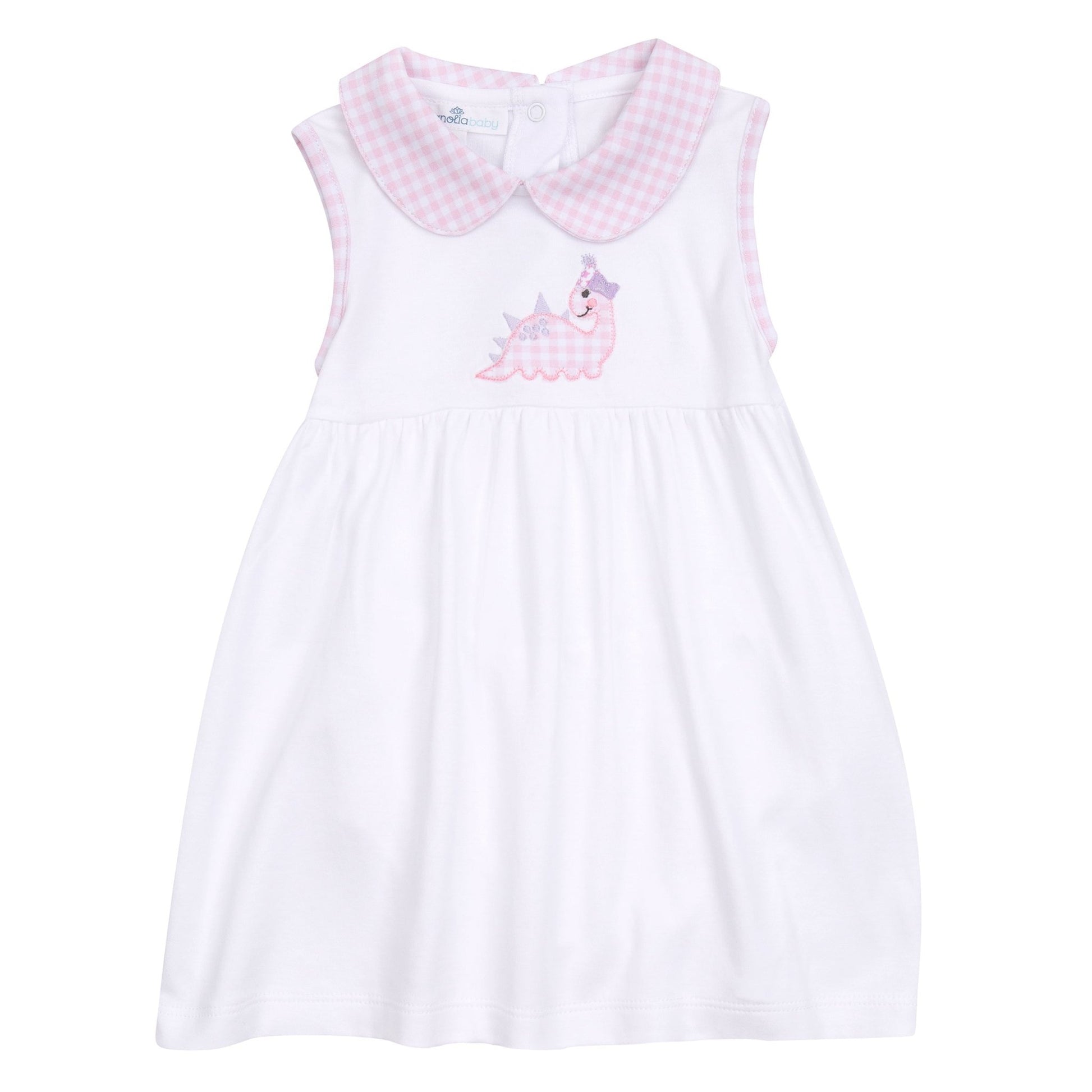 Partysaurus! Applique Collared Dress - Pink - Magnolia BabyDress