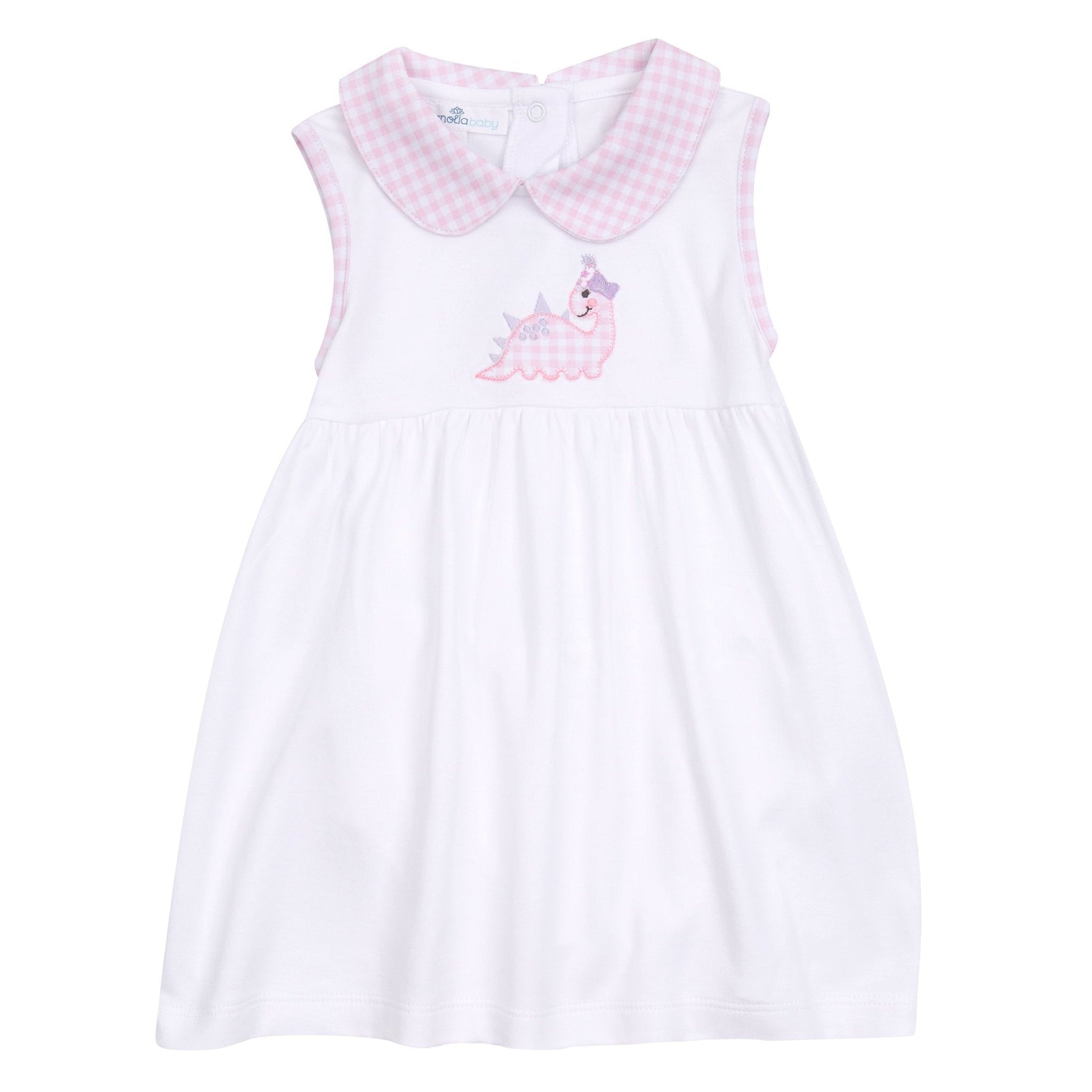 Partysaurus! Applique Collared Dress - Pink - Magnolia BabyDress