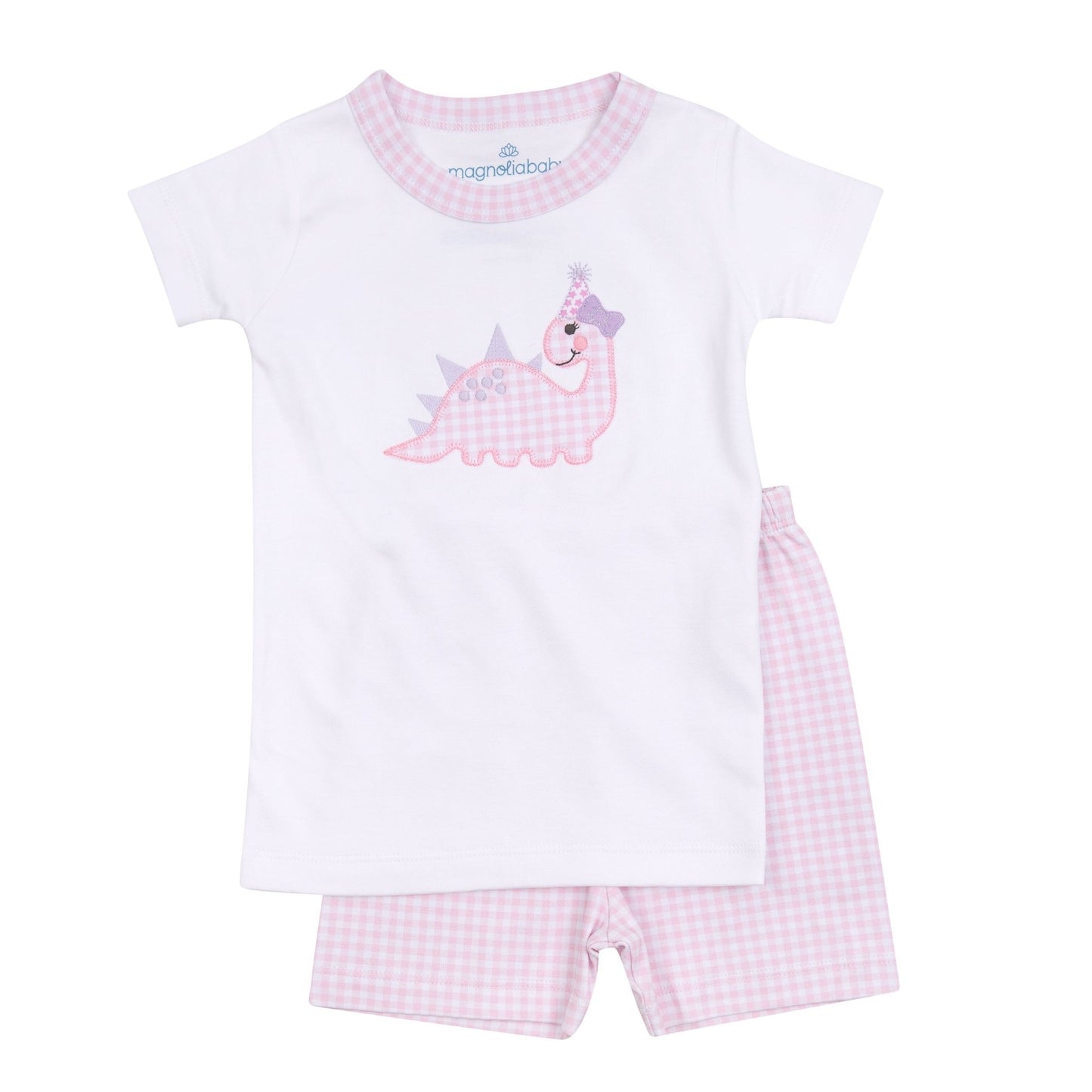 Partysaurus! Applique Short Pajamas - Pink - Magnolia BabyShort Pajamas