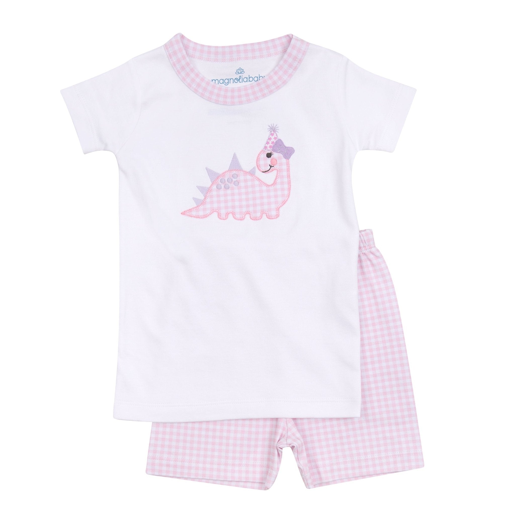 Partysaurus! Applique Short Pajamas - Pink - Magnolia BabyShort Pajamas