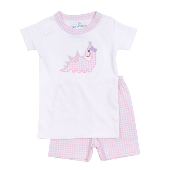 Partysaurus! Applique Short Pajamas - Pink - Magnolia BabyShort Pajamas