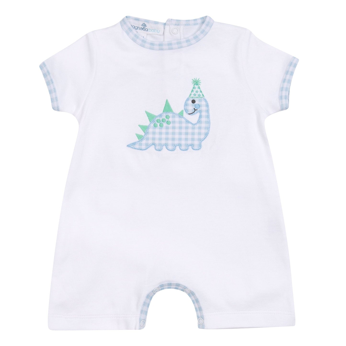 Partysaurus! Applique Short Playsuit - Light Blue - Magnolia BabyShort Playsuit