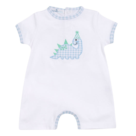 Partysaurus! Applique Short Playsuit - Light Blue - Magnolia BabyShort Playsuit
