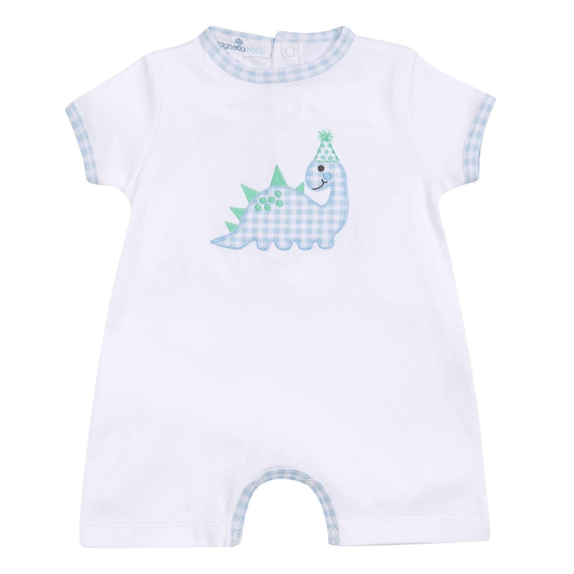 Partysaurus! Applique Short Playsuit - Light Blue - Magnolia BabyShort Playsuit