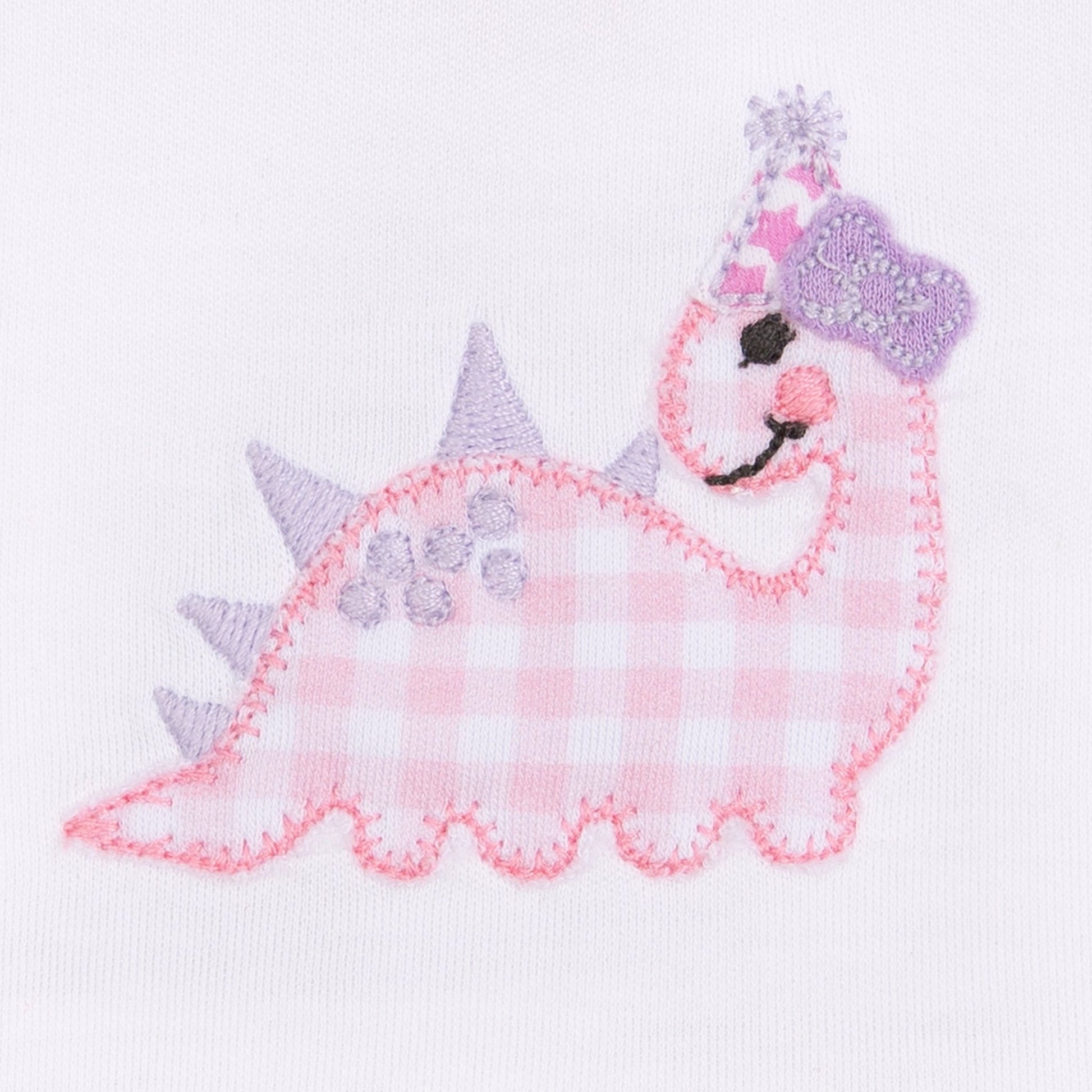Partysaurus! Applique Zip Pajamas - Pink - Magnolia BabyZipper Pajamas