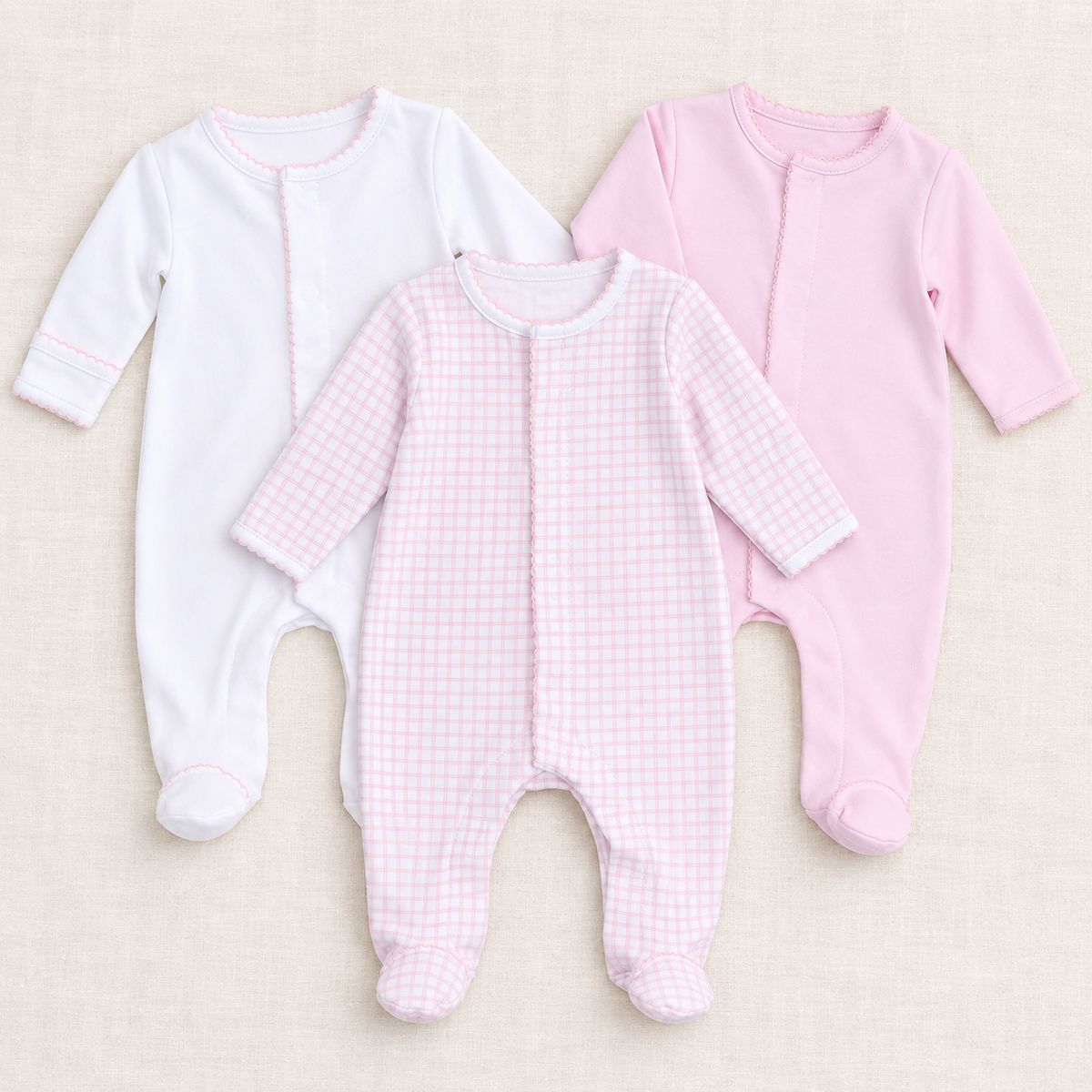 Baby Girl Footie Set - Peek-a-Boo Wishes + Essentials - Set of 3