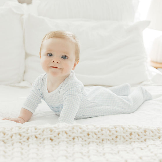 Peek - A - Boo Wishes Smocked Footie - Light Blue - Magnolia BabyFootie