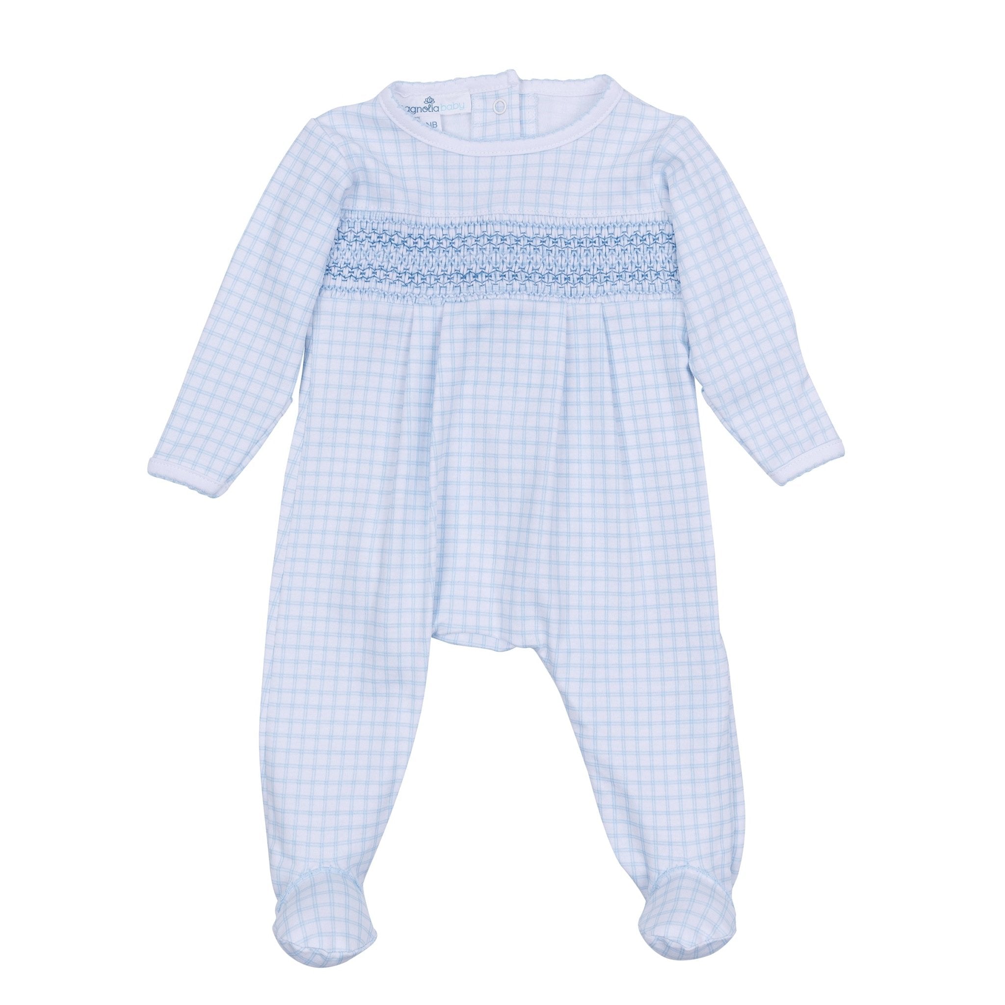 Peek-A-Boo Wishes Smocked Footie - Light Blue - Magnolia Baby Boy