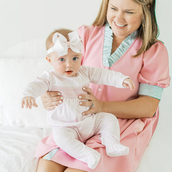 Peek - A - Boo Wishes Smocked Footie - Pink - Magnolia BabyFootie