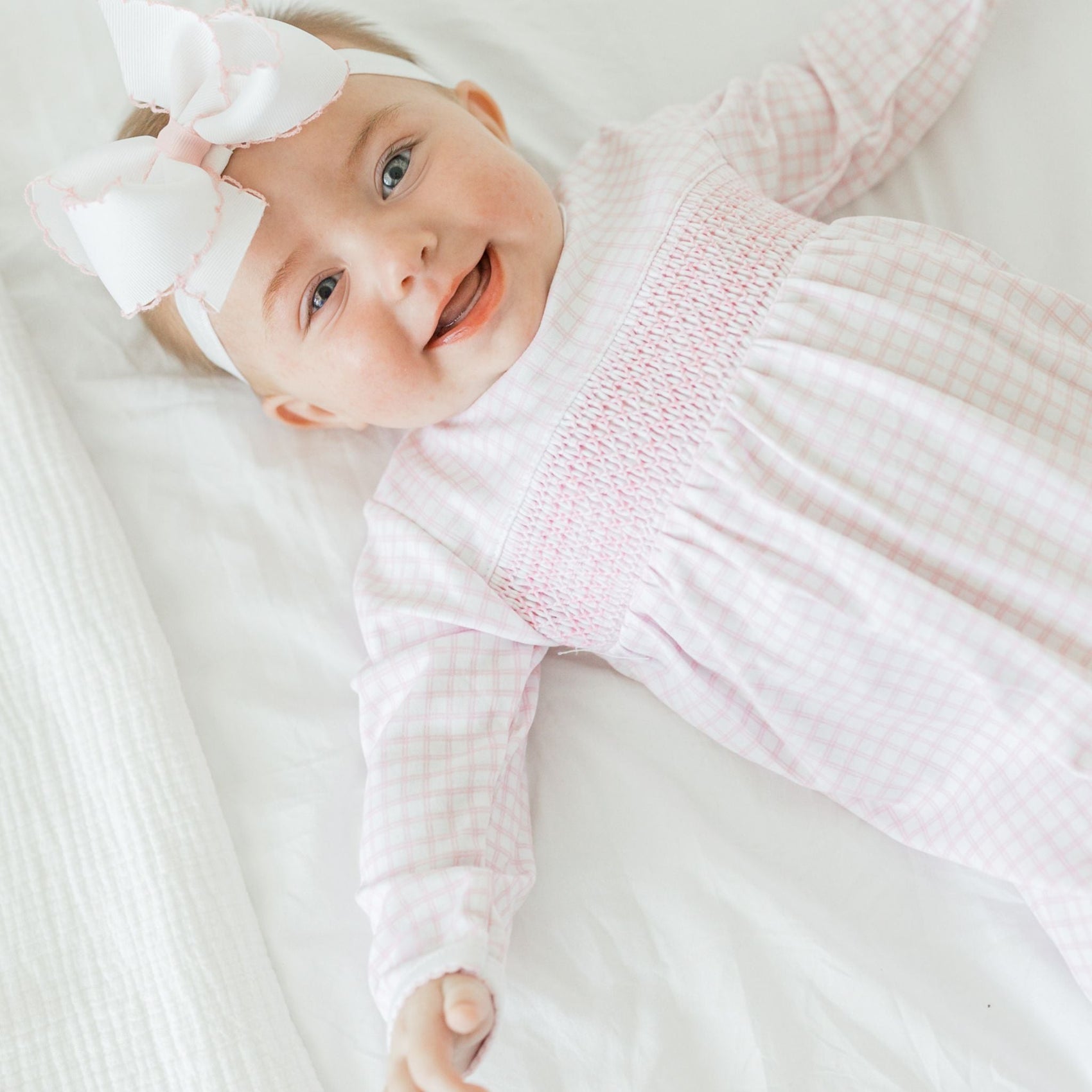 Peek - A - Boo Wishes Smocked Footie - Pink - Magnolia BabyFootie