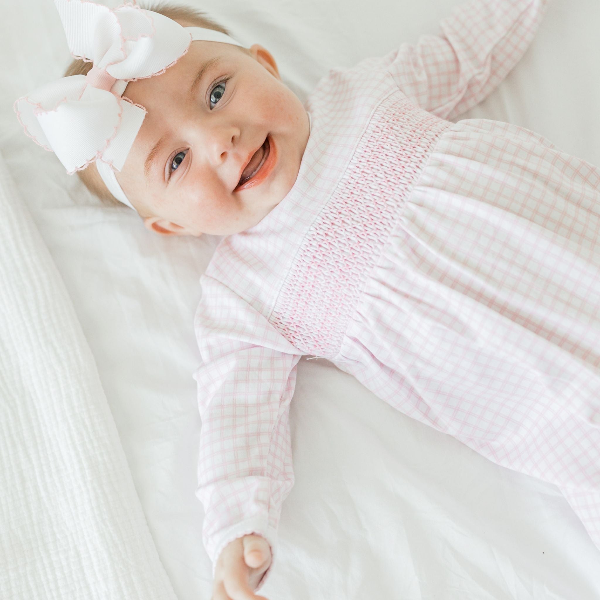 Peek - A - Boo Wishes Smocked Footie - Pink - Magnolia BabyFootie
