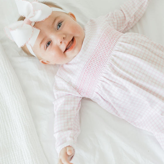 Peek - A - Boo Wishes Smocked Footie - Pink - Magnolia BabyFootie