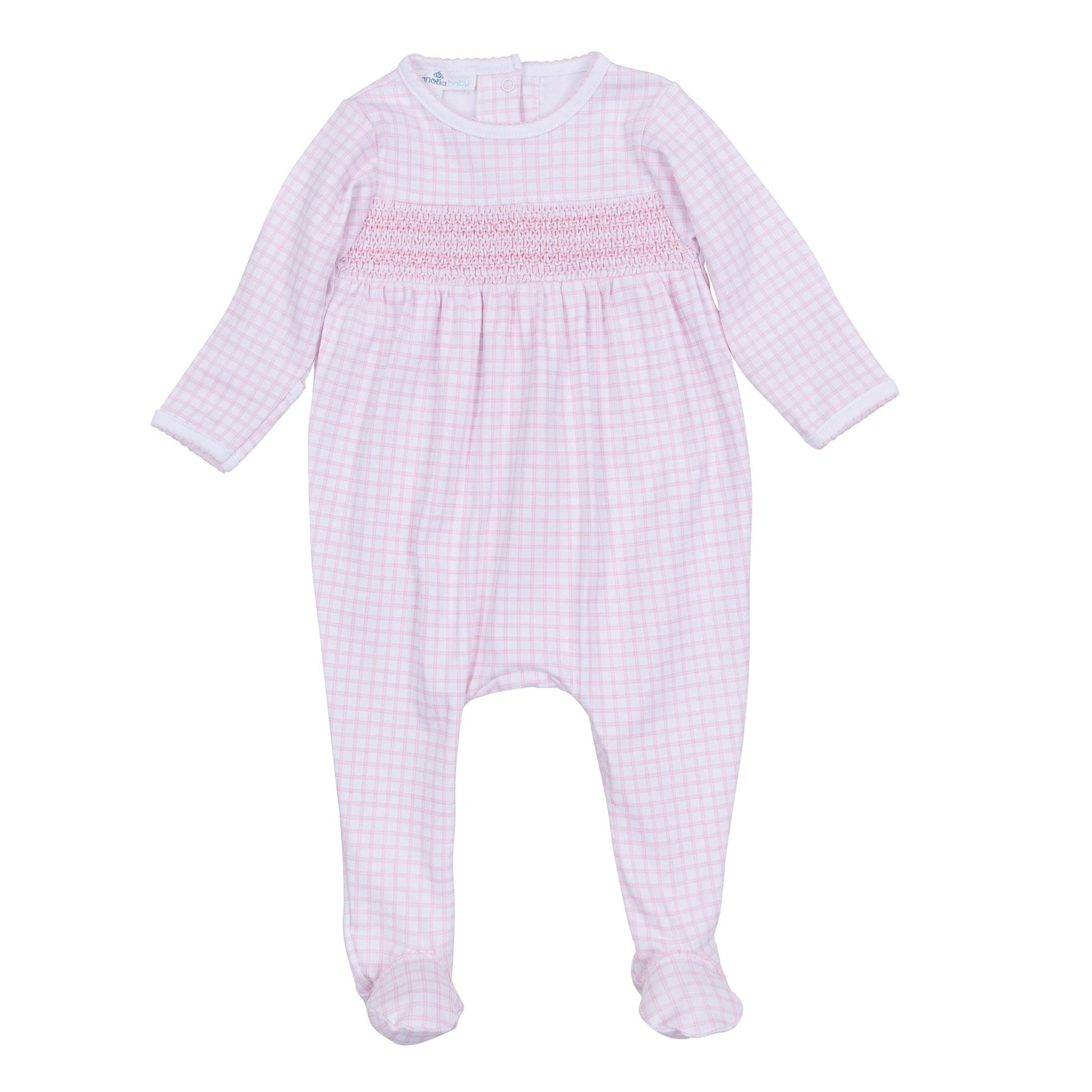 Peek-A-Boo Wishes Smocked Footie - Pink - Magnolia Baby Girl