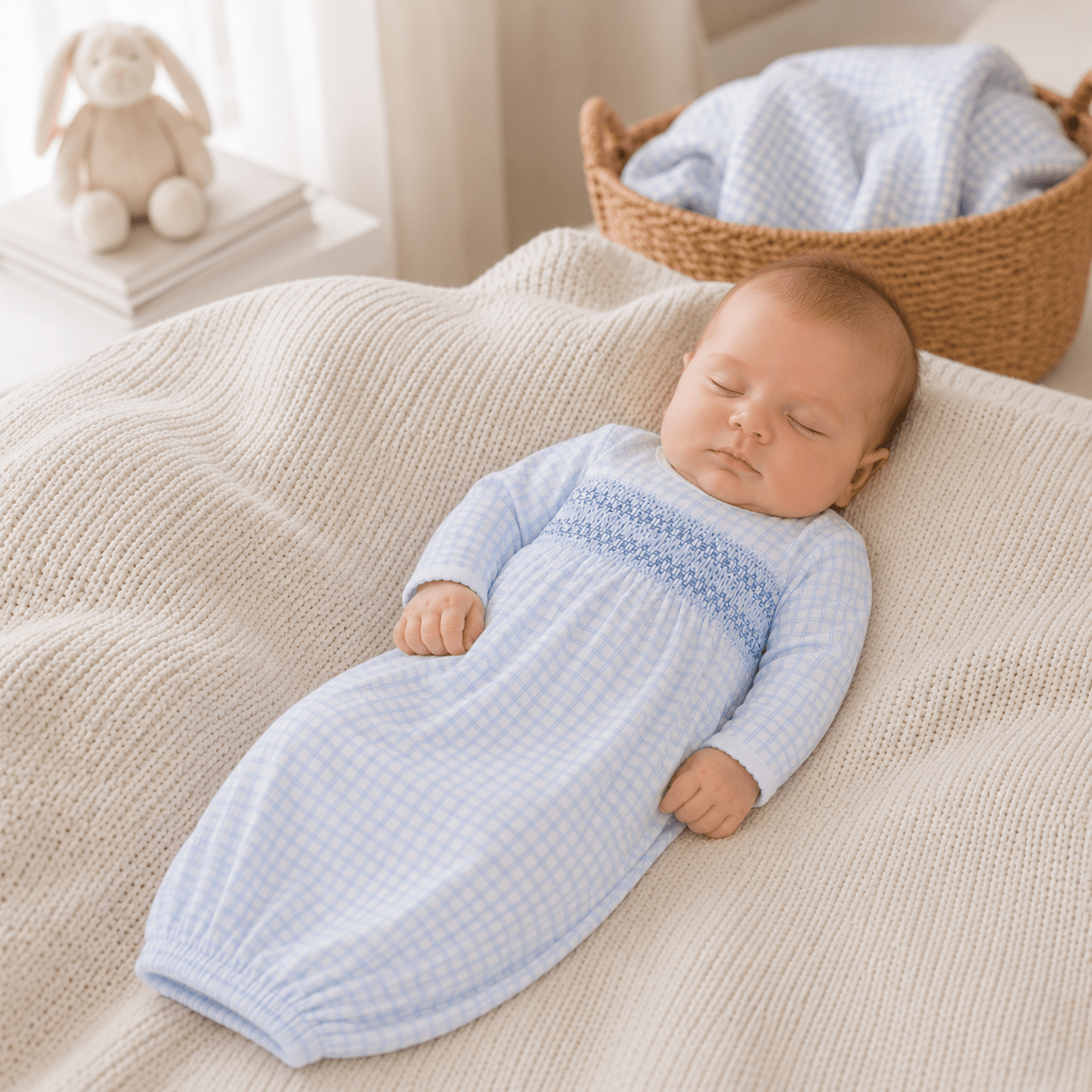 Magnolia Baby_Peek-A-Boo Wishes Smocked Gown - Light Blue_1