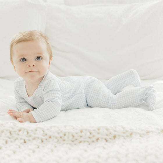 Peek - A - Boo Wishes Zip Footie - Light Blue - Magnolia BabyFootie