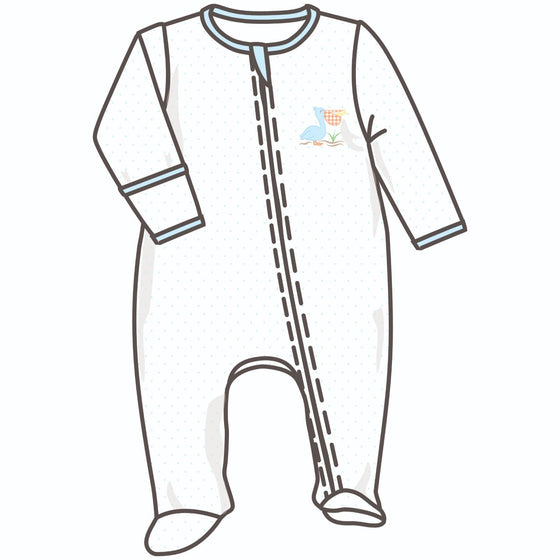Pelican Bay Applique Zip Footie - Magnolia BabyFootie