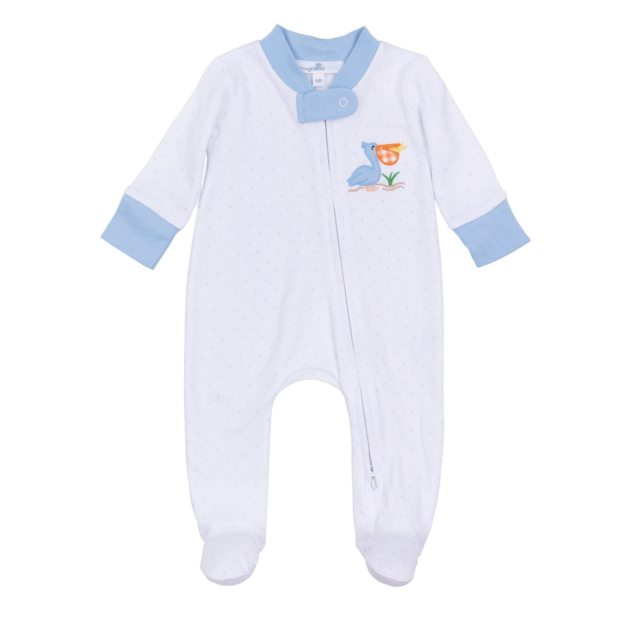 Pelican Bay Applique Zip Footie - Magnolia BabyFootie