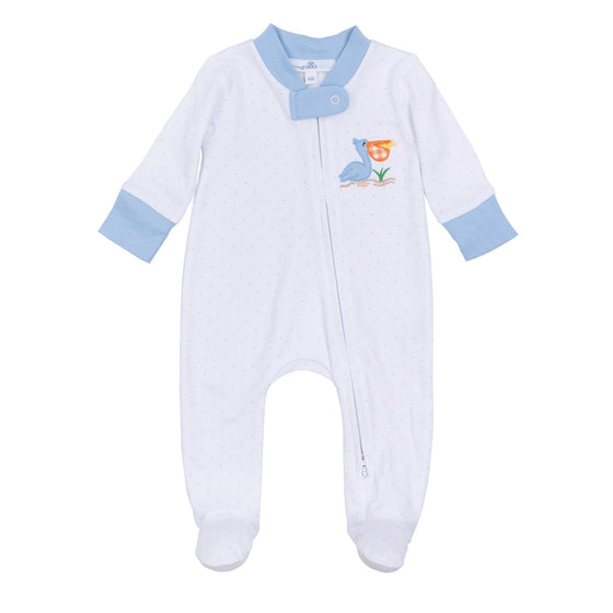 Pelican Bay Applique Zip Footie - Magnolia BabyFootie