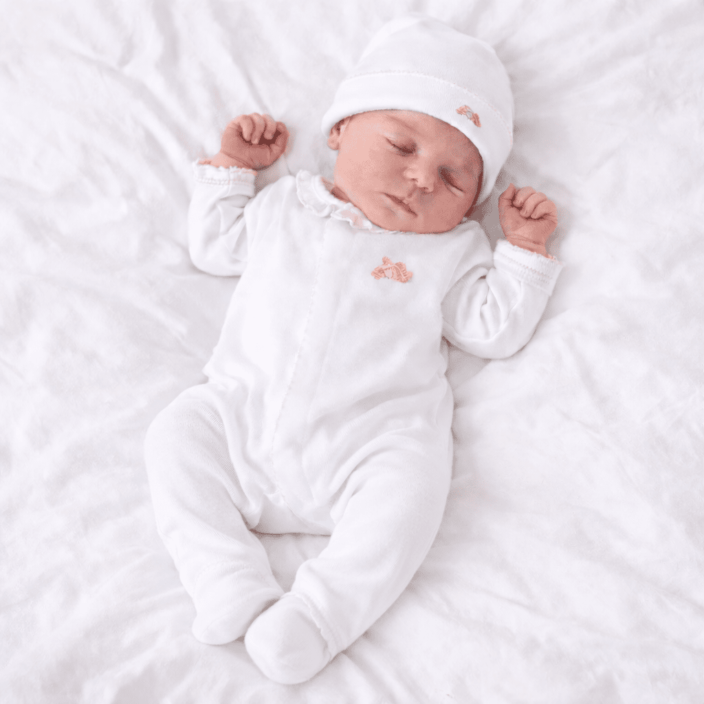 Petit Croissant Embroidered Ruffle Footie - Magnolia BabyFootie