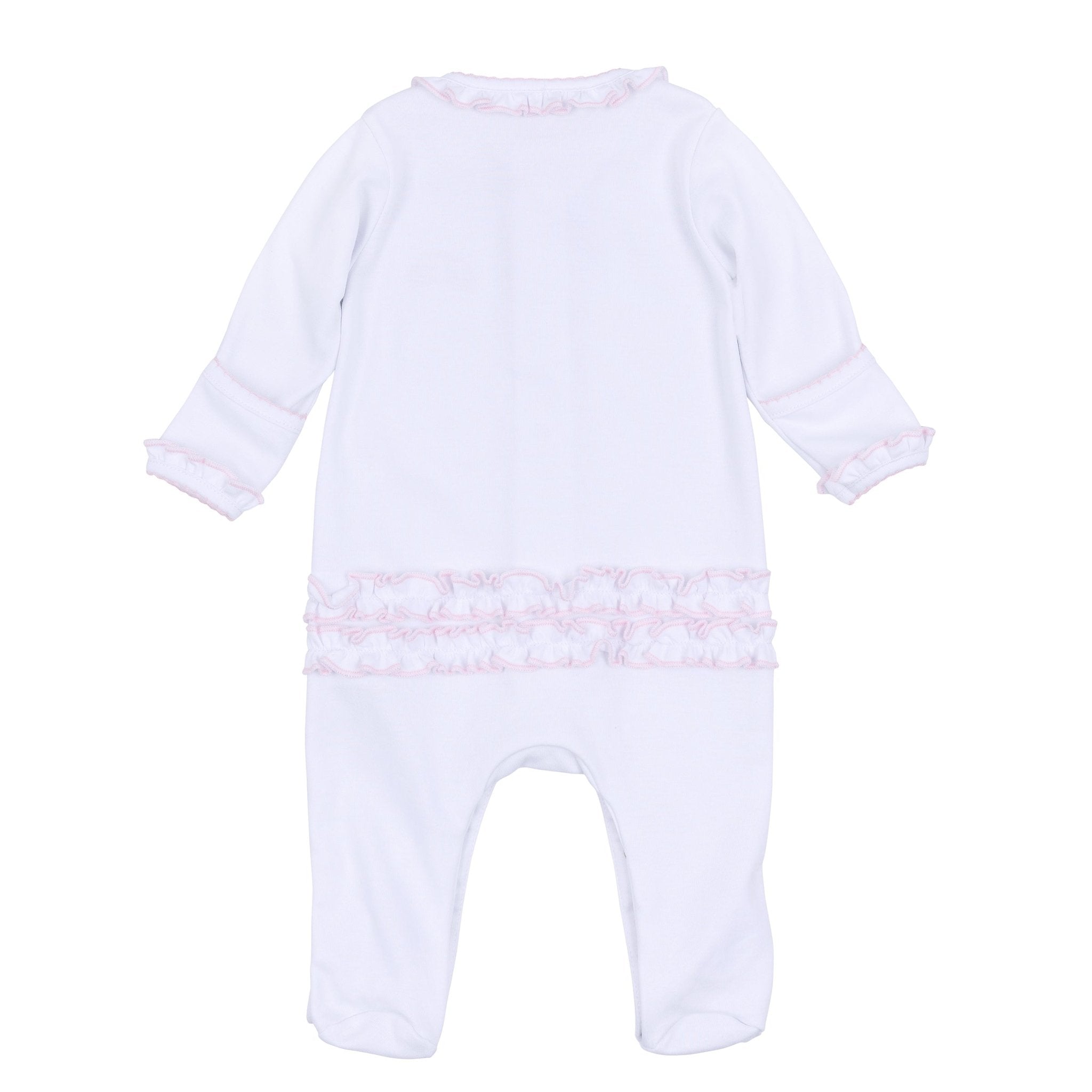Petit Croissant Embroidered Ruffle Footie - Magnolia BabyFootie