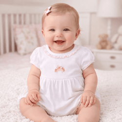 Petit Croissant Embroidered Short Sleeve Bubble - Magnolia BabyBubble