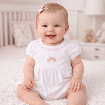 Petit Croissant Embroidered Short Sleeve Bubble - Magnolia BabyBubble