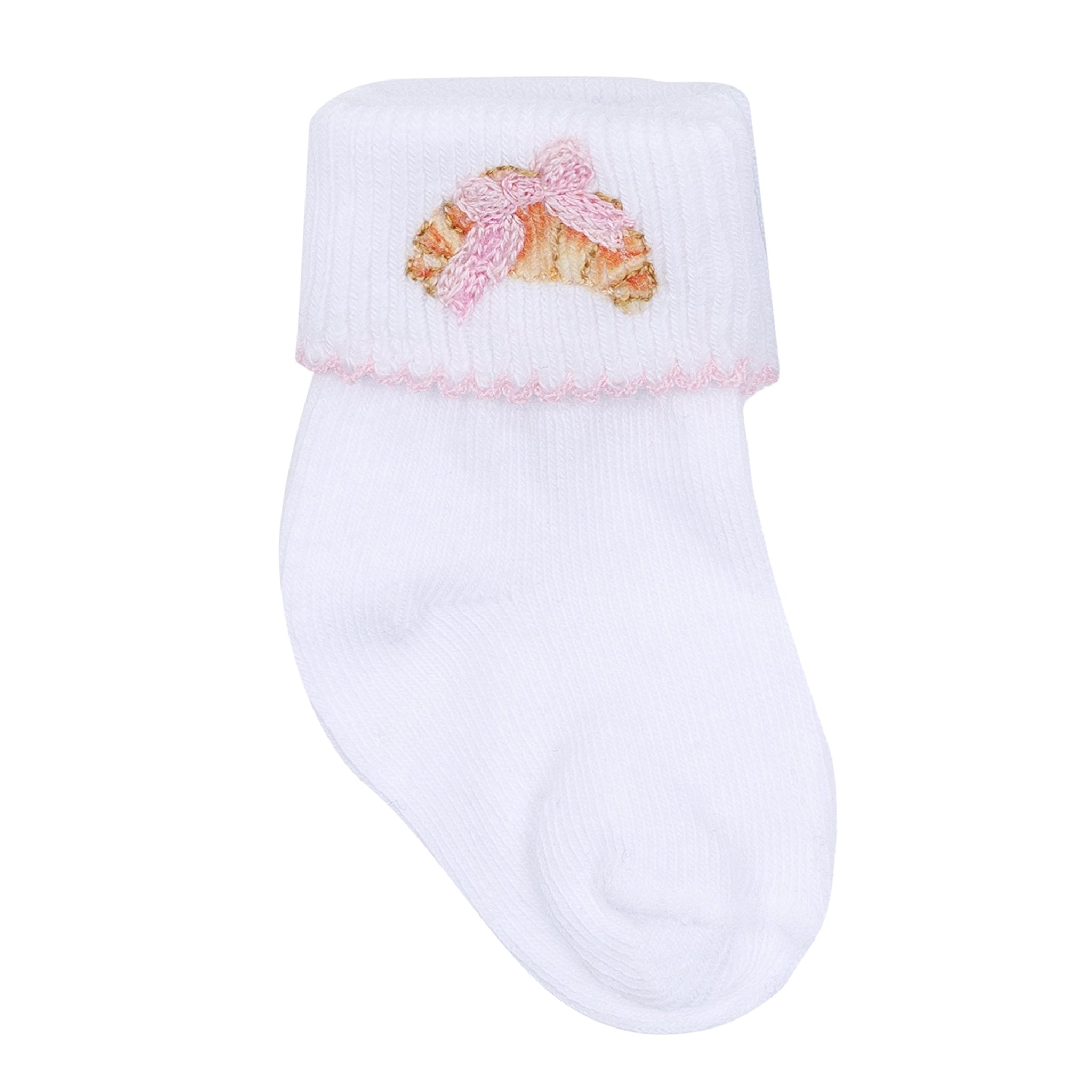 Petit Croissant Embroidered Socks - Magnolia BabySocks