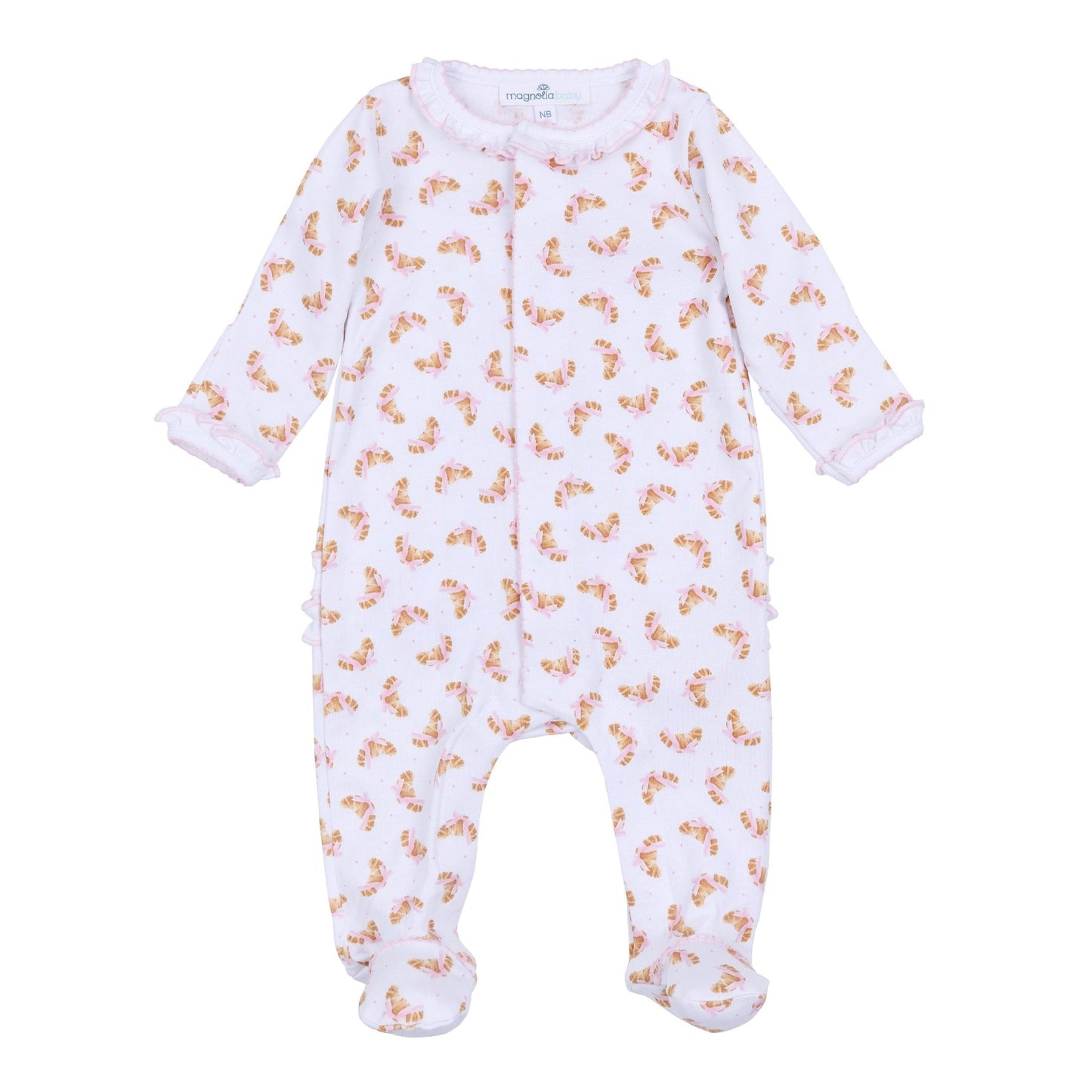 Petit Croissant Print Ruffle Footie - Magnolia BabyFootie