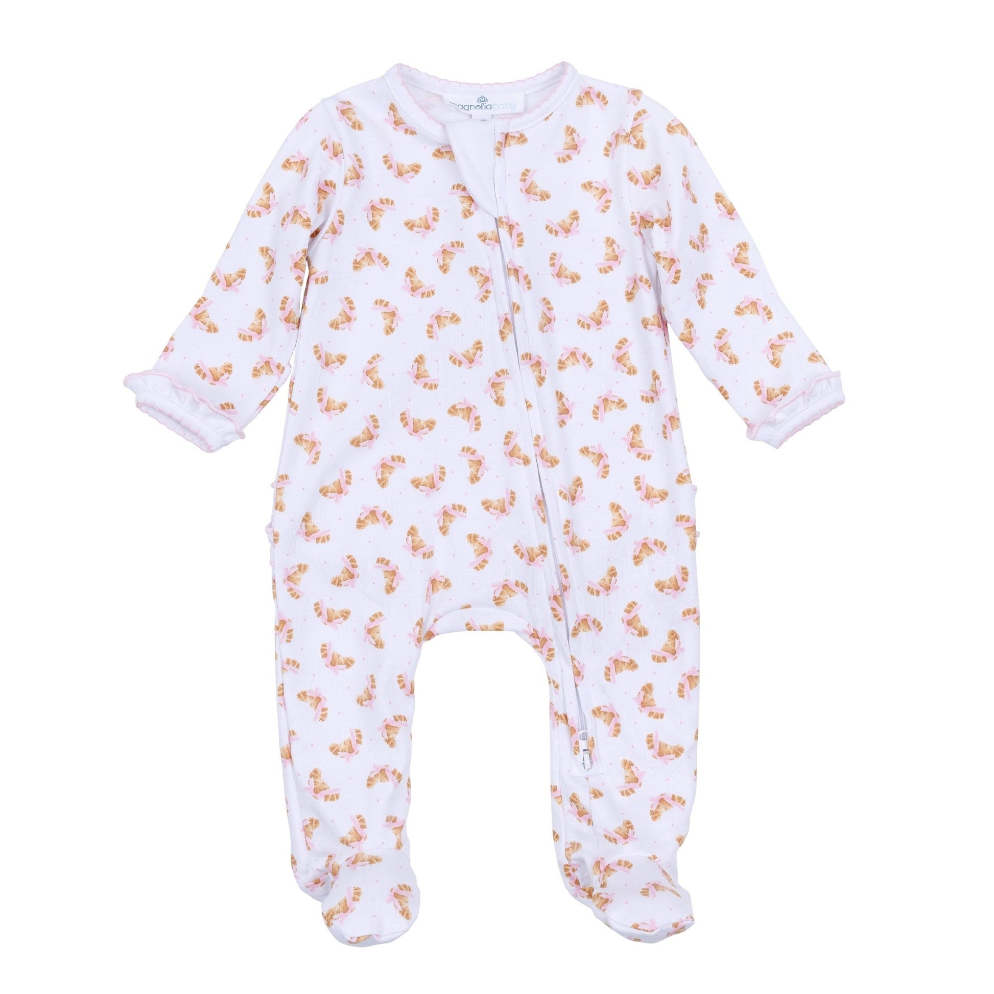 Petit Croissant Print Zip Footie - Magnolia BabyFootie