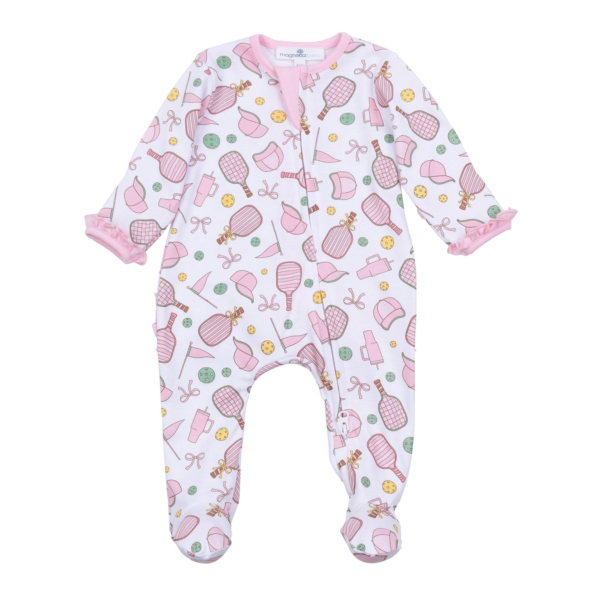 Magnolia Baby_Pickleball Cuties Ruffle Zip Footie_1