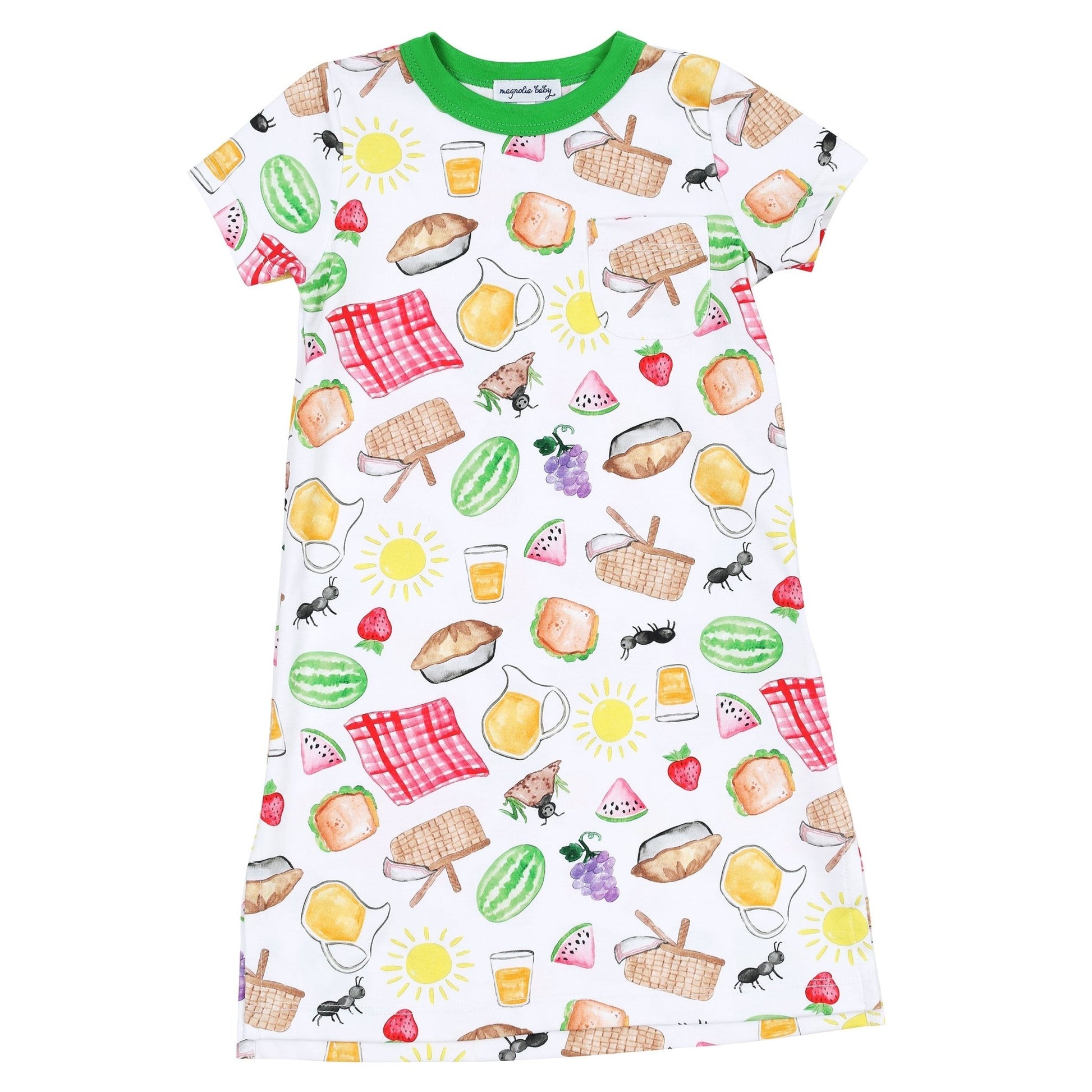 Picnic Time Girl's Short Sleeve Nightdress - Magnolia BabyNightdress