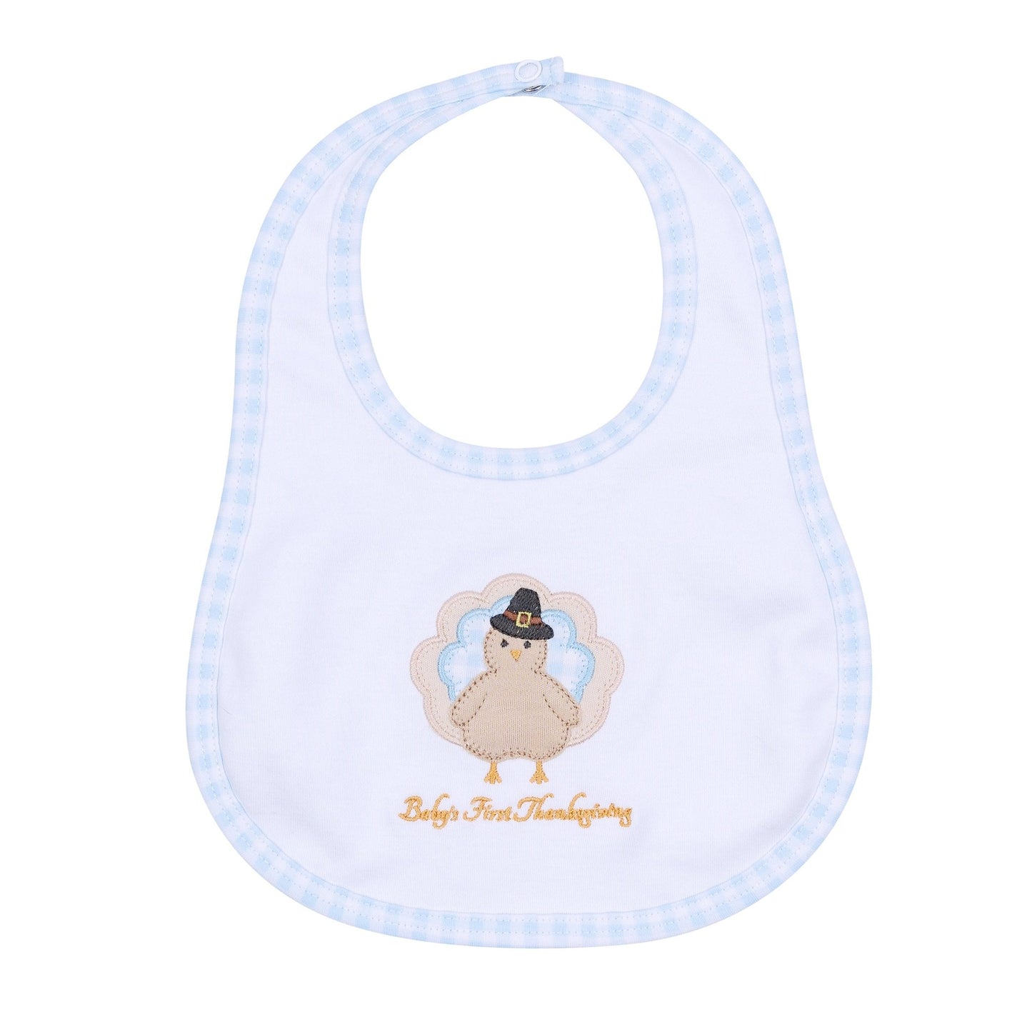 Magnolia Baby_Pilgrim Pals Applique Baby's First Thanksgiving Bib - Light Blue_2