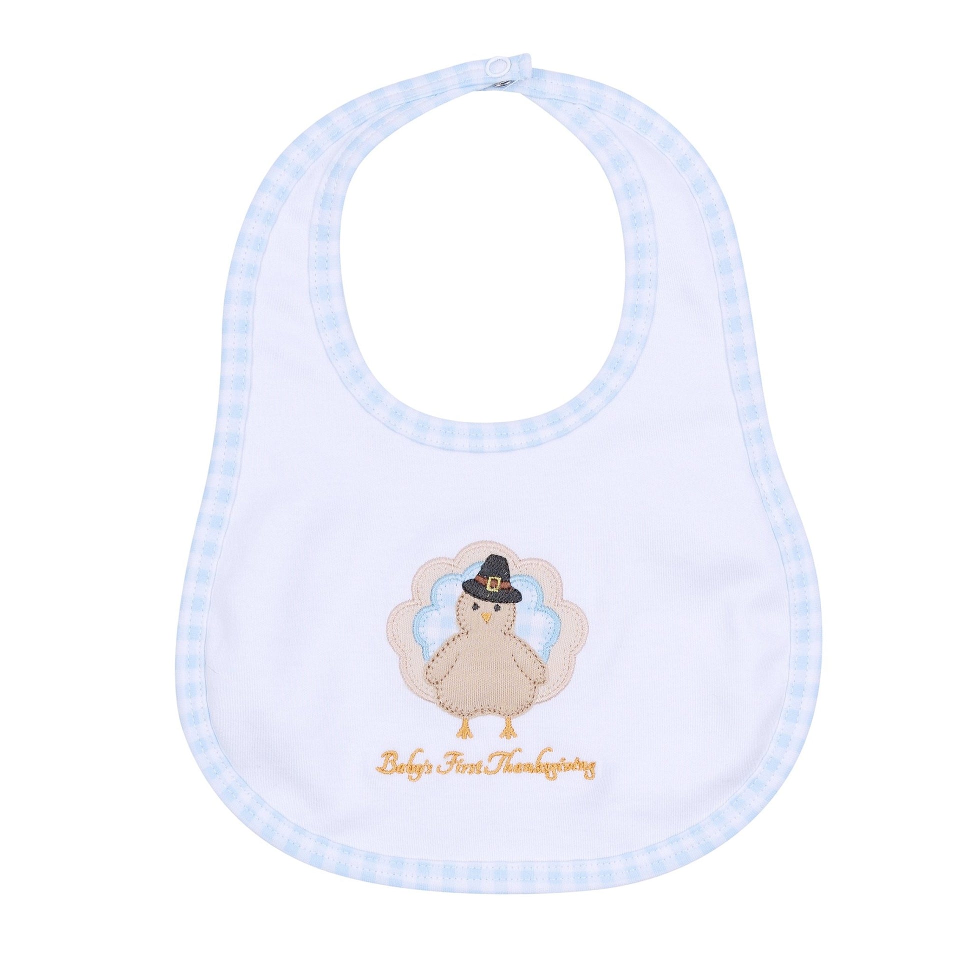 Magnolia Baby_Pilgrim Pals Applique Baby's First Thanksgiving Bib - Light Blue_2